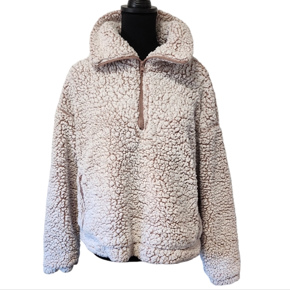 Thread & Supply Sweaters - Thread + Supply Smoked Rose Sherpa Fleece Wubby Quarter Zip Pullover Sweater